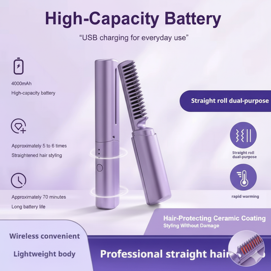 Rechargeable Hot Comb Hair Straightener